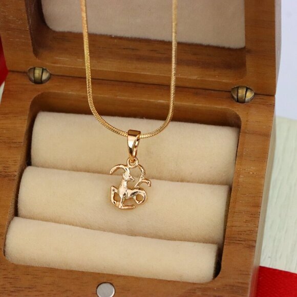 "Capricorn Zodiac Rose Gold Pendant Elegant Charm, XPPT1471 - Picture 10 of 13